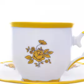 Набор кофейных пар из фарфора "Queen's Crown. Золотая роза" на 6 персон