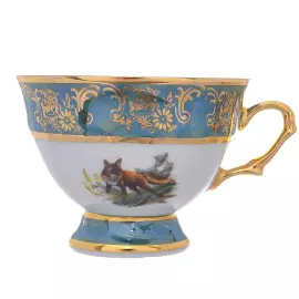 Набор кофейных пар из фарфора Repast "Охота зеленая" на 6 персон