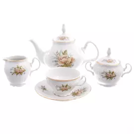 Чайный сервиз из фарфора Bernadotte "Зеленый цветок" на 6 персон, 17 предметов