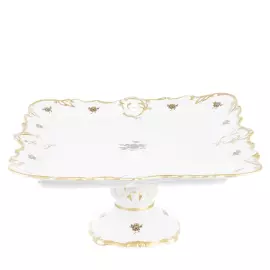 Фарфоровое блюдо на ножке "Queen's Crown. Золотая роза"