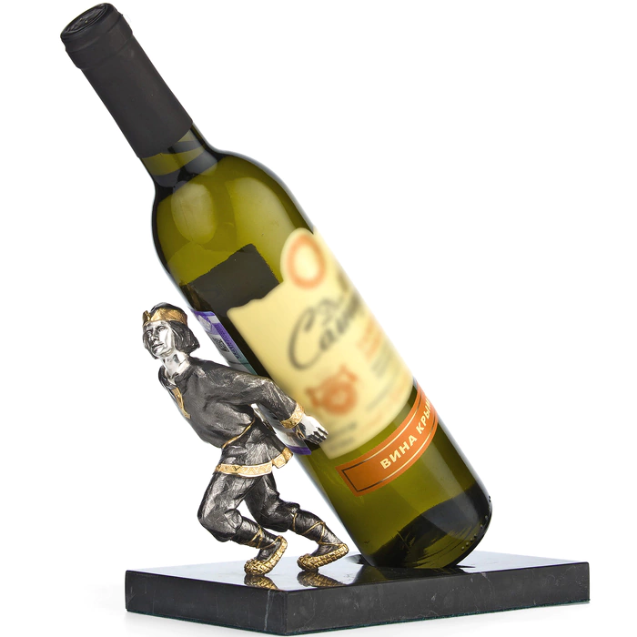 A stand for a wine bottle "Does not pull its own burden"