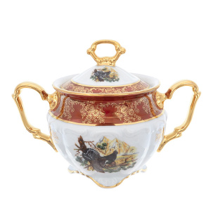 Кофейный сервиз из фарфора Repast "Мария-Тереза. Охота красная" на 6 персон, 15 предметов