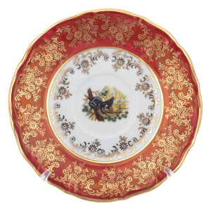 Кофейный сервиз из фарфора Repast "Мария-Тереза. Охота красная" на 6 персон, 15 предметов