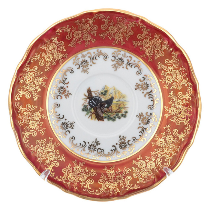 Кофейный сервиз из фарфора Repast "Мария-Тереза. Охота красная" на 6 персон, 15 предметов