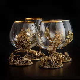 Подарочный набор бокалов для коньяка "Лесной ", на 4 персоны