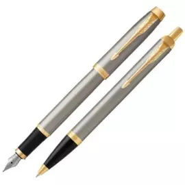 Набор: перьевая и шариковая ручка "IM Core" Brushed Metal GT