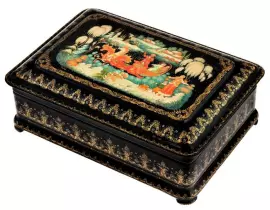 Шкатулка "Тройка" малая, Палех