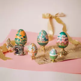 Egg-casket made of silver "Firebird" with jewelry glass and enamel