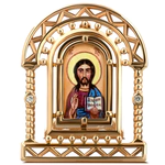 Red gold icon "Savior" with diamonds