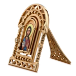 Red gold icon "Savior" with diamonds