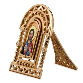 Red gold icon "Savior" with diamonds