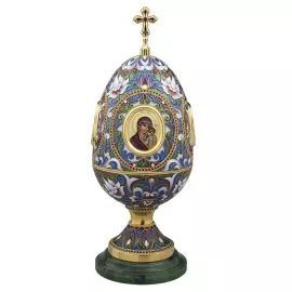 Яйцо-шкатулка из серебра "Душа России" с нефритом и альмандинами