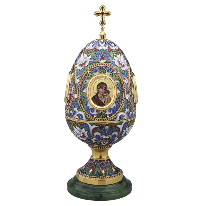 Egg-casket made of silver "Soul of Russia" with jade and almandines