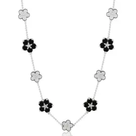 Forget me not necklace in white gold with onyx and diamonds
