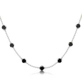 Forget me not necklace in white gold with onyx