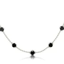 Forget me not necklace in white gold with onyx
