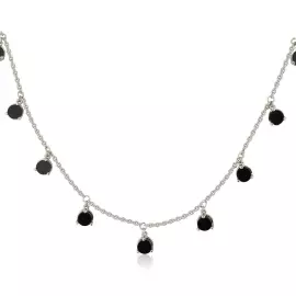 Forget me not necklace in white gold with onyx
