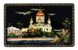 Шкатулка "Храм Христа Спасителя" Палех