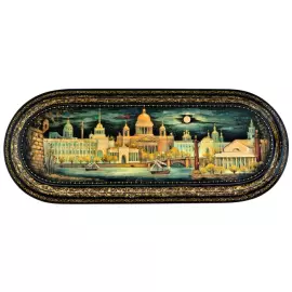 Шкатулка "Санкт-Петербург" Комяков, Палех