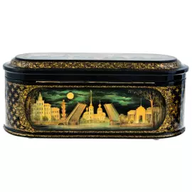 Шкатулка "Санкт-Петербург" Комяков, Палех
