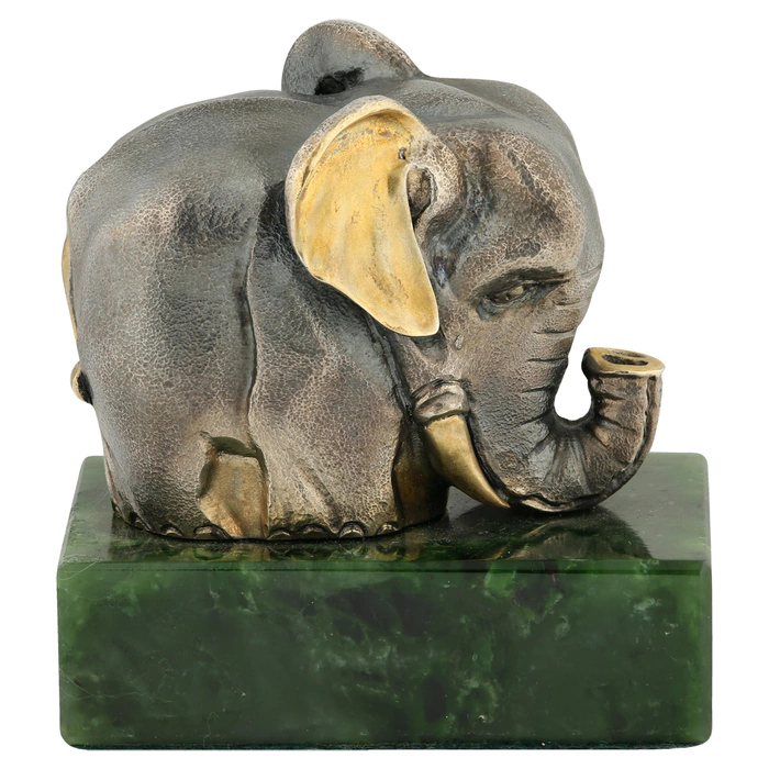 Interior decoration "Elephant" made of silver and jade