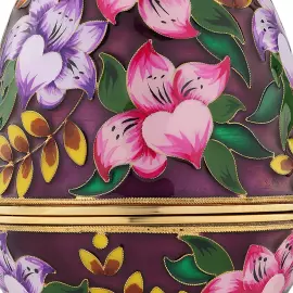 Яйцо-шкатулка из меди "Лилии" эмаль