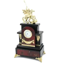 Каминные часы "Георгий Победоносец" яшма