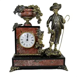 Каминные часы "Виноградарь" (креноид, долерит)