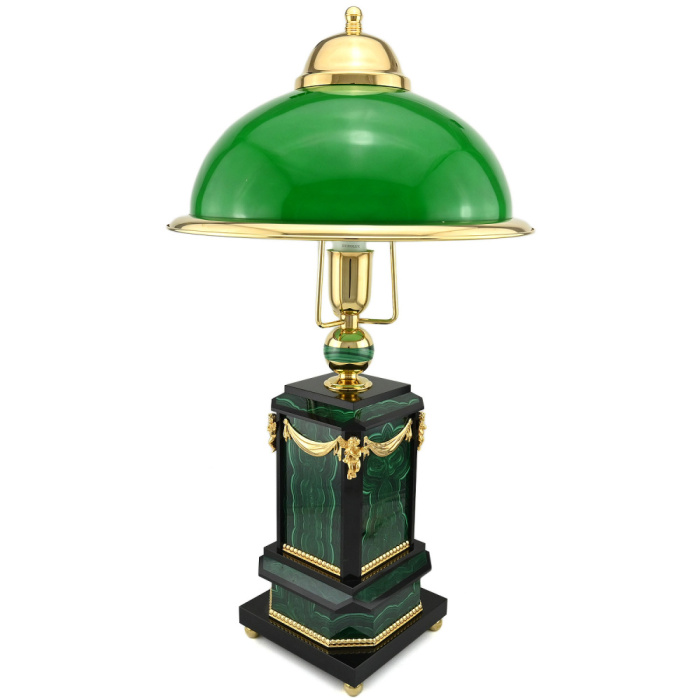 Table lamp made of malachite "Retro" green
