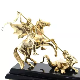 Каминные часы "Капитель. Георгий Победоносец" малахит