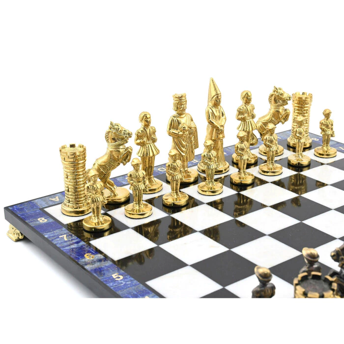 Gift chess made of lapis lazuli "Camelot"