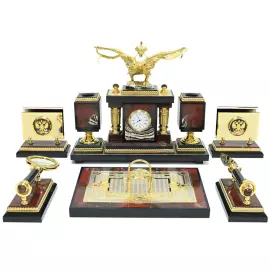 Настольный набор из яшмы "Двуглавый Орел"