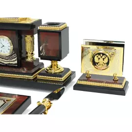 Настольный набор из яшмы "Двуглавый Орел"