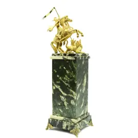 Каминные часы "Постамент. Георгий Победоносец" нефрит