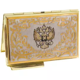 Business card holder "Coat of Arms of the Russian Federation" with a handle, Zlatoust