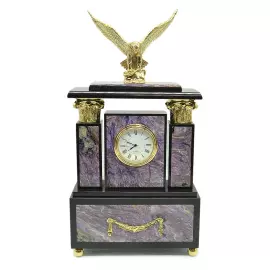 Каминные часы "Капитель. Орёл" (чароит)