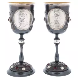 Набор бокалов "Императорский" с посеребрением, на 2 персоны