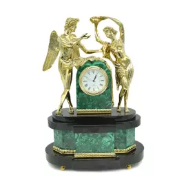 Каминные часы "Амур и Психея" малахит