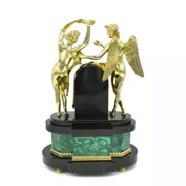 Каминные часы "Амур и Психея" малахит