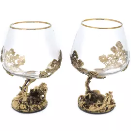 Набор бокалов для коньяка "Царь Лев и Львица"