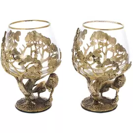 Set of Lev cognac glasses for 2 persons, in a wooden box