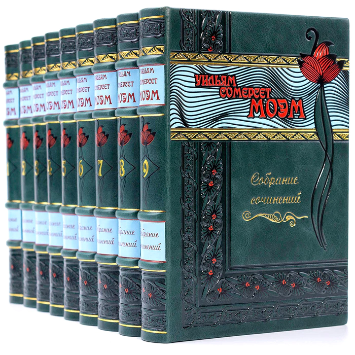 The collected works in a leather cover "Maugham" by William Somerset in 9 volumes