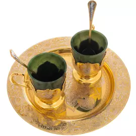 Кофейный набор на 2 персоны "Дуэт" из нефрита, Златоуст