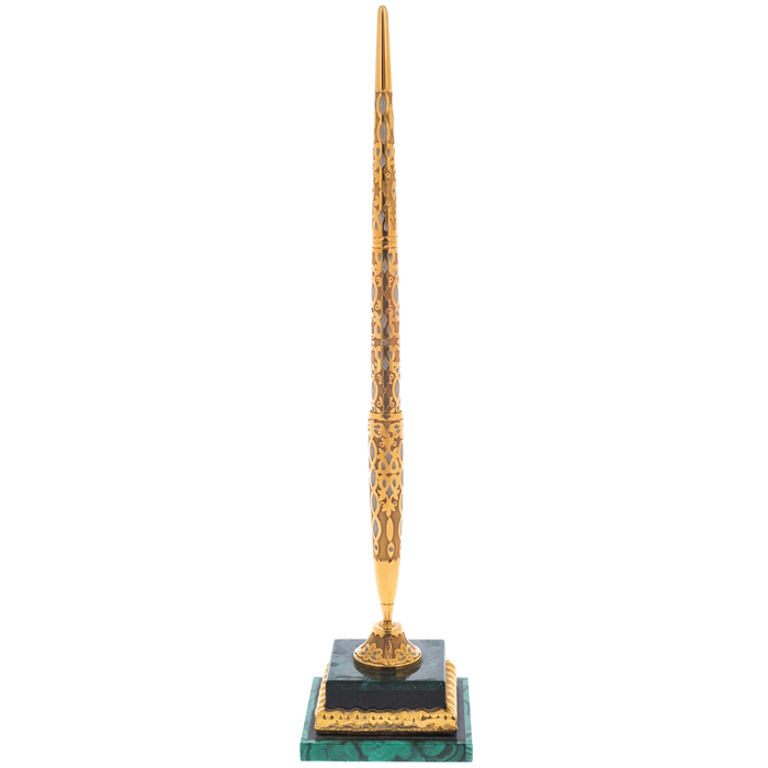 Desk handle on a malachite base
