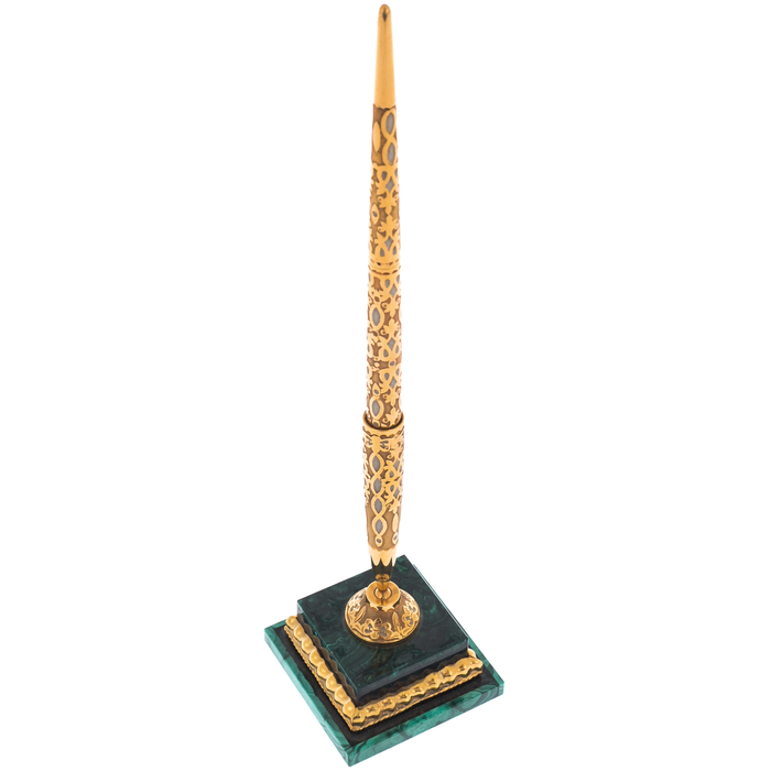 Desk handle on a malachite base