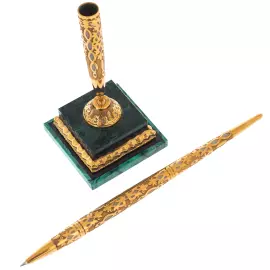 Desk handle on a malachite base