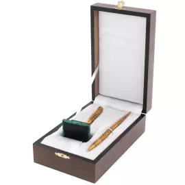 Desk handle on a malachite base