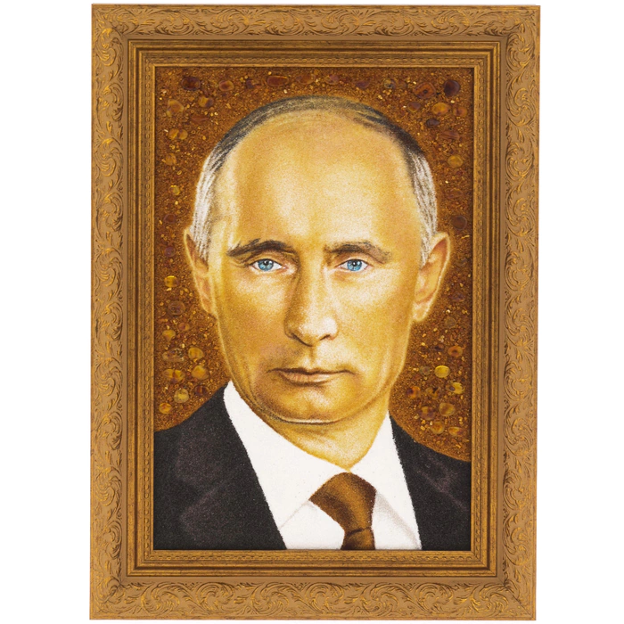 Портрет В.В. Путина из янтаря