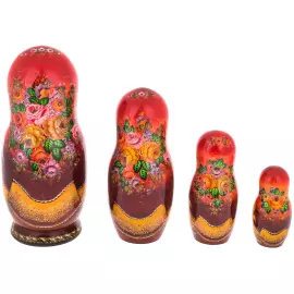 Матрешка на 10 мест "Летняя тройка. Красный платок" 33.5 см
