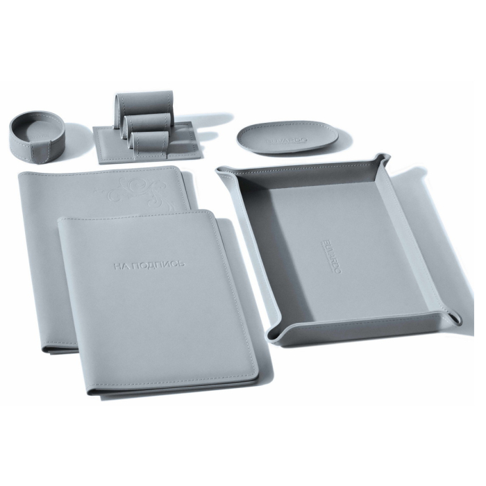 Table set "Business Cuoietto" grey, 6 pieces